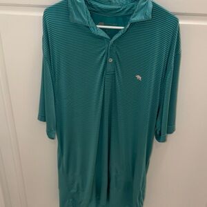 Stylish Teal Striped Polo Shirt